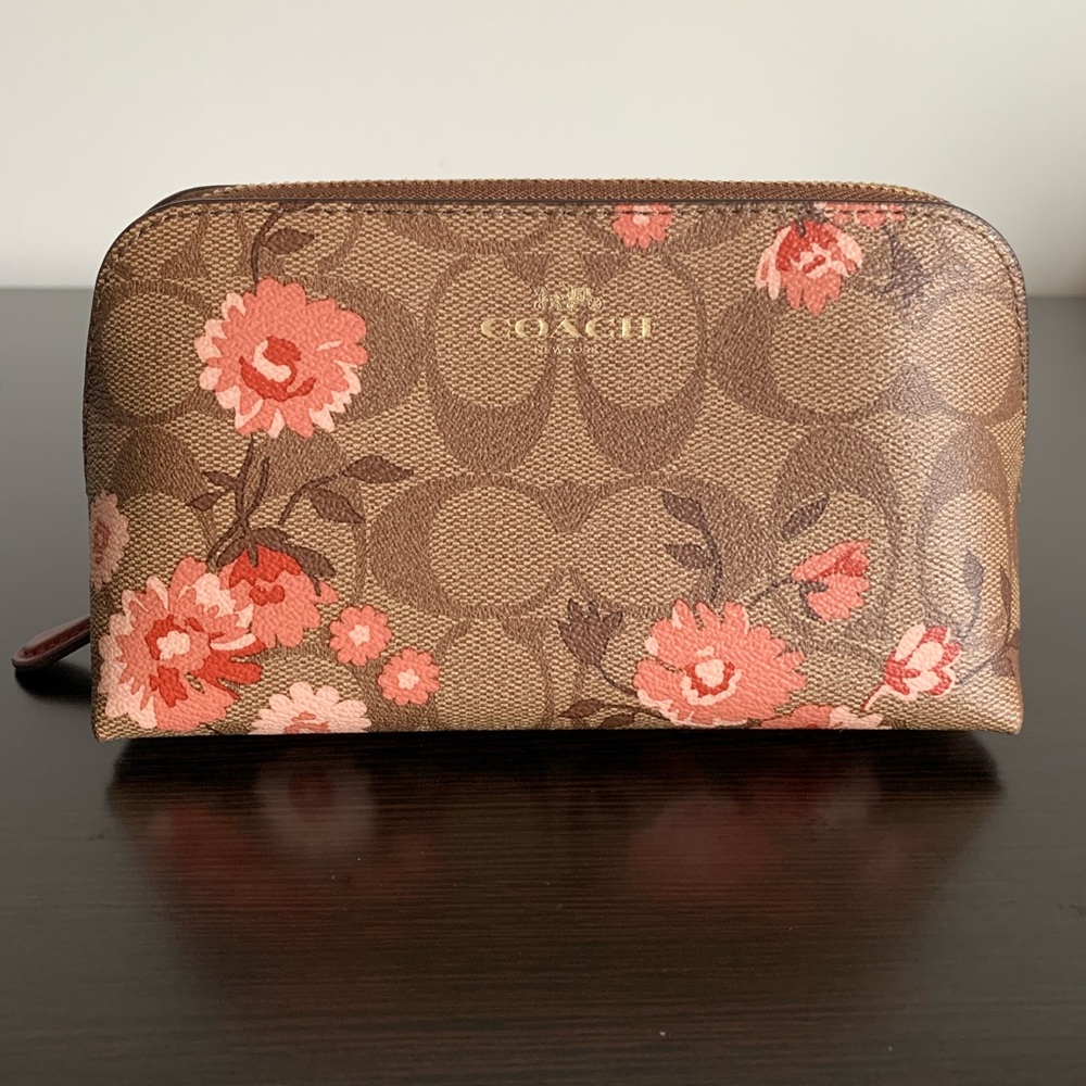 NWT COACH Cosmetic Case Khaki Coral